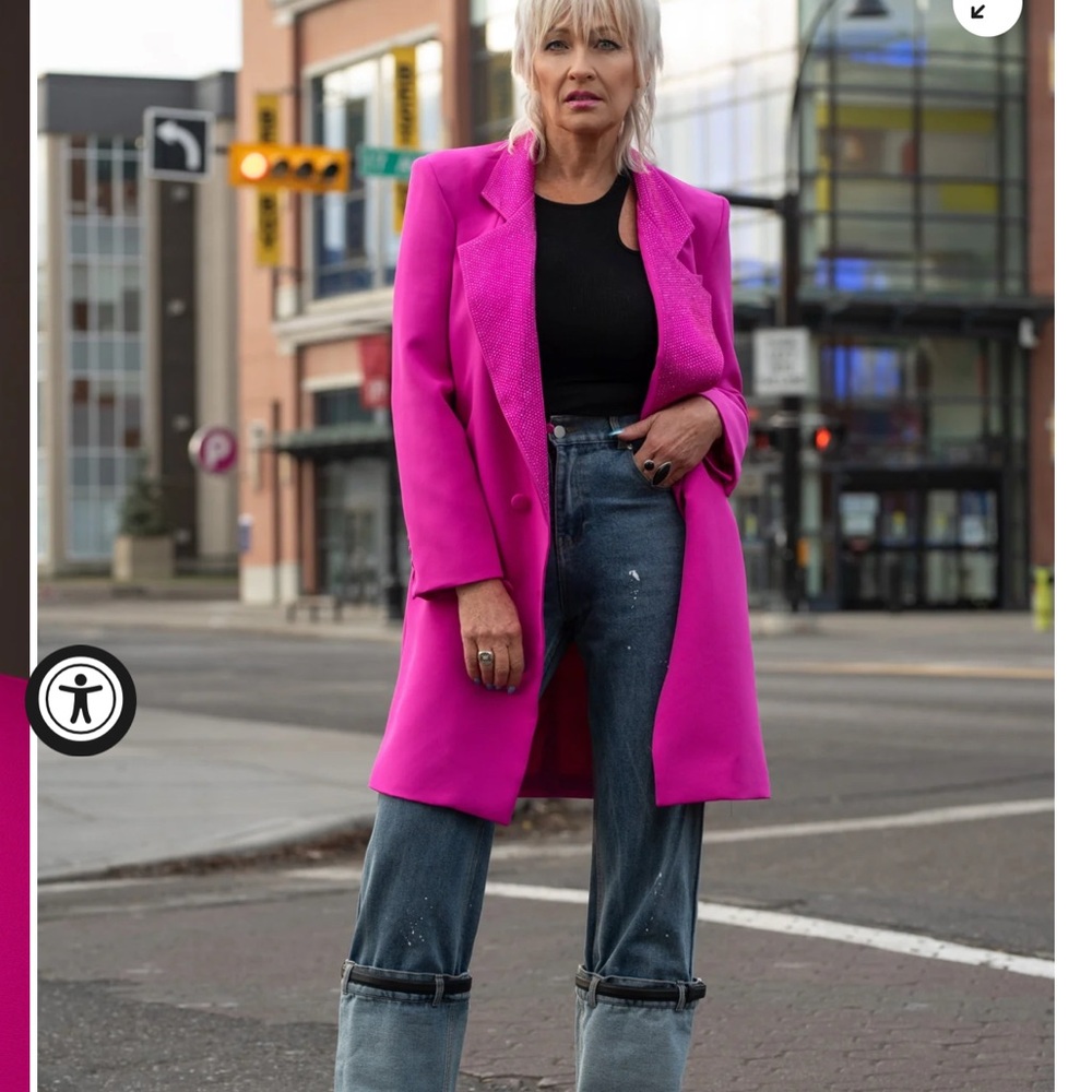 HOT PINK RHINESTONE BLAZER JACKET - Kate Hewko